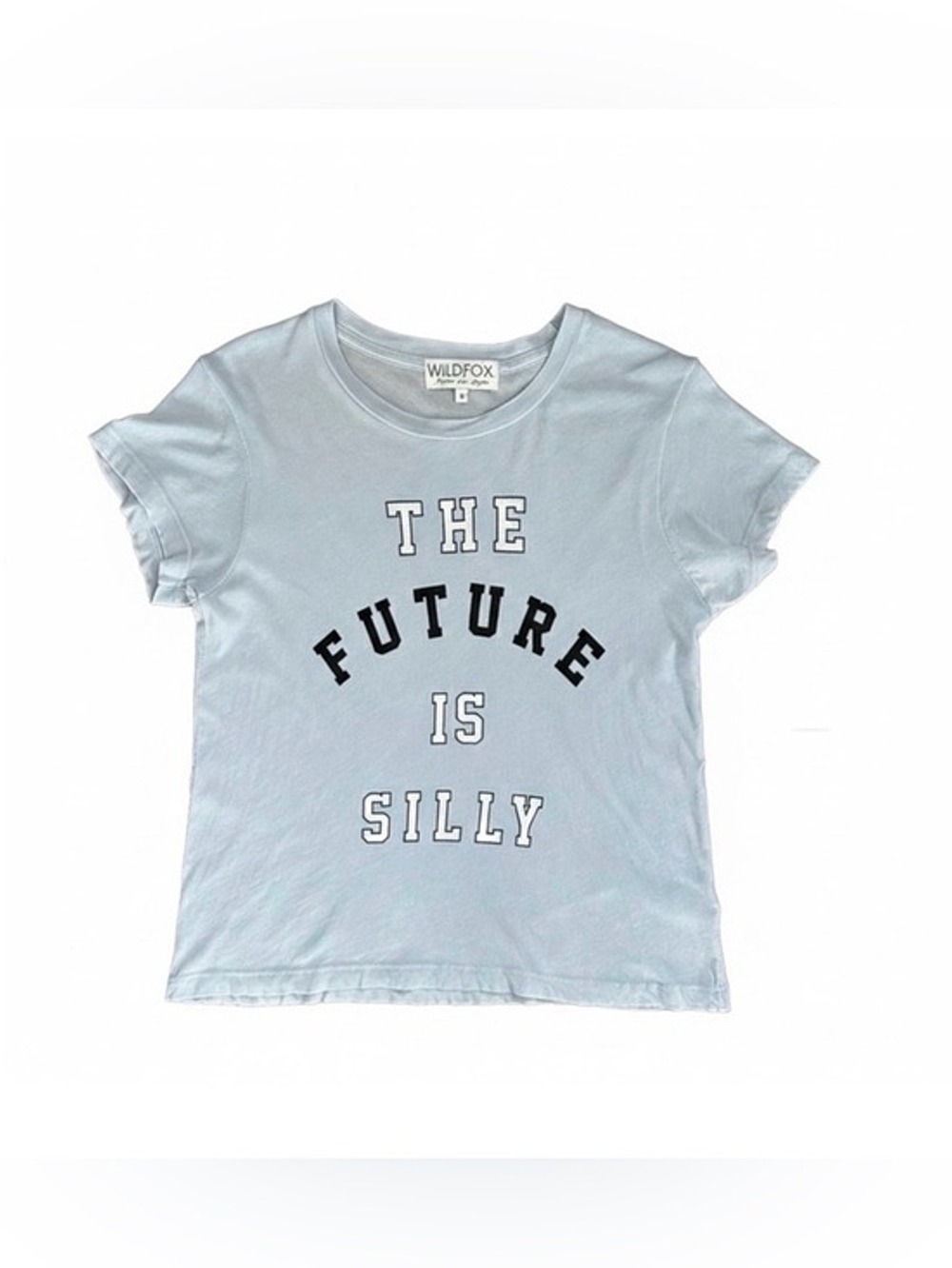 Wildfox “The Future Is Silly” T-Shirt in Light Blue. Size Small